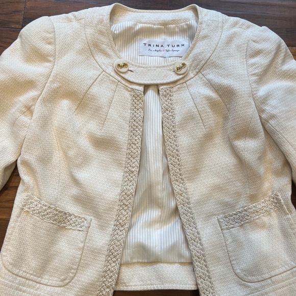 Trina Turk Cream Tweed Blazer - Picture 5 of 16